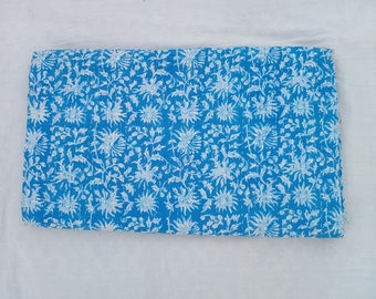 Premium Kantha Quilt Handmade Indian Cotton Bedding, Lightweight Block Print Bedspread Handstitched Quilt Blanket Throw Valentine's Day Gift