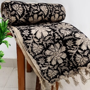 Premium Handmade Sofa Boho Bedding Throw Hand Block Print Cotton Throw Blanket Room Décor Tassels Hand Loomed Lightweight Decorative Throws
