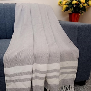 Premium Sofa throw Cozy Lightweight Knit Woven Cotton Decorative Couch, Bed Sofa Travel All Seasons Throw Soft Cotton Blanket, Home Decor