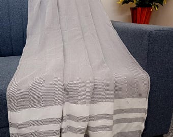 Premium Sofa throw Cozy Lightweight Knit Woven Cotton Decorative Couch, Bed Sofa Travel All Seasons Throw Soft Cotton Blanket, Home Decor