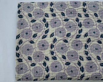 Vintage Floral Kantha Quilt, Indian Bedspread, Bohemian Throw Blanket