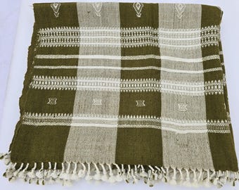 Premium Indian Wool Boho Bedding Throw Blanket Brown Woven Wool Designer Decorative Throw Handmade Handwoven Sofa Throw Cottage Room Décor