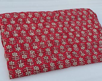 Indian Red Floral Kantha Bedding Hand Block Royal Print Kantha Throw Quilt Cotton Light Weight Quilt Winter Blanket Bedspread