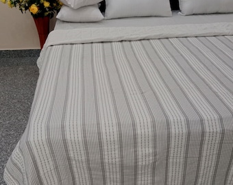 Organic cotton Solid Quilt Indian Kantha Quilt Bedding Kantha Queen Quilt Winter Blanket Bedding Bedspread Organic cotton