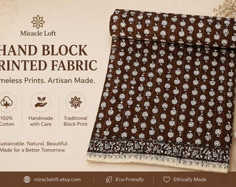 Brown Hand Block Floral Cotton Kantha Quilt – Lightweight Summer Bedding