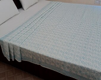Kantha Bedcover Bedding Quilt Hand Block Floral Design Handblock Floral Print Kantha Throw Quilt Light Weight Block Print Quilted