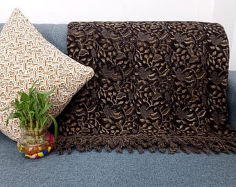 Premium Handmade Sofa Throw, Handblock Print Cotton Blanket, Lightweight Decorative Throw with Tassels, Hand Loomed for Sofa & Room Décor