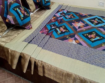 Kantha Bedcover Bedding Quilt Hand Block Floral Design Handblock Floral Print Kantha Throw Quilt Light Weight Block Print Quilted