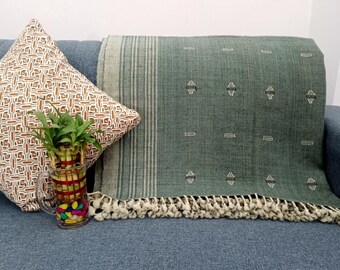 Premium Indian Wool Boho Bedding Throw Blanket Brown Woven Wool Designer Decorative Throw Handmade Handwoven Sofa Throw Cottage Room Décor