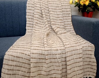 Premium Sofa throw, Lightweight Knit Woven Cotton Blanket Decorative Couch, Bed Sofa Travel All Seasons Throw Blanket, Boho Bedding Throw