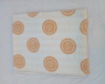 Indian Kantha Quilt Queen Cotton floral quilt Kantha Bedspreads Quilt Blanket Kantha Patchwork Quilts Block Print Kantha Throw.