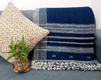 Premium Indian Wool Throw Blanket - Handwoven Brown Decorative Sofa Throw, Cottage Living Room Décor, Boho Winter Quilts, Housewarming Gifts