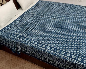 Kantha Bedcover Bedding Quilt Hand Block Floral Design Handblock Floral Print Kantha Throw Quilt Light Weight Block Print Quilted