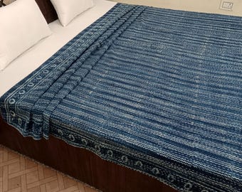 Kantha Bedcover Bedding Quilt Hand Block Floral Design Handblock Floral Print Kantha Throw Quilt Light Weight Block Print Quilted