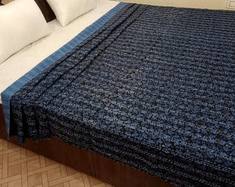 Handmade Kantha Bedcover Bedding Quilt Hand Block Floral Design Handblock Floral Print Kantha Throw Quilt Light Weight Block print quilt