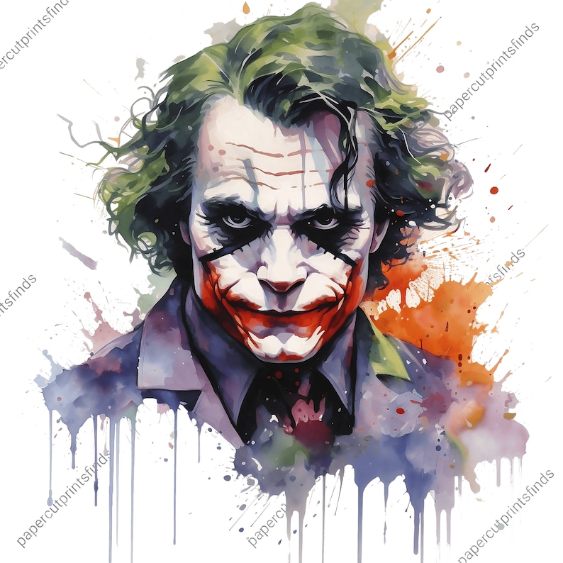Insane Joker Watercolor Portrait, High Resolution Digital Download - Etsy