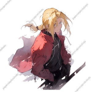 Determined Alchemist Edward Elric Art: Digital Download for Anime Fans and Collectors
