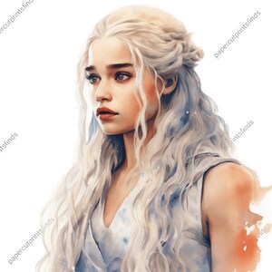 Daenerys Targaryen Digital Art Print - Stile acquerello