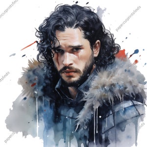 Jon Snow Digital Art Print - Stile acquerello