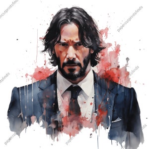 Ritratto ad acquerello mortale di John Wick, download digitale ad alta risoluzione