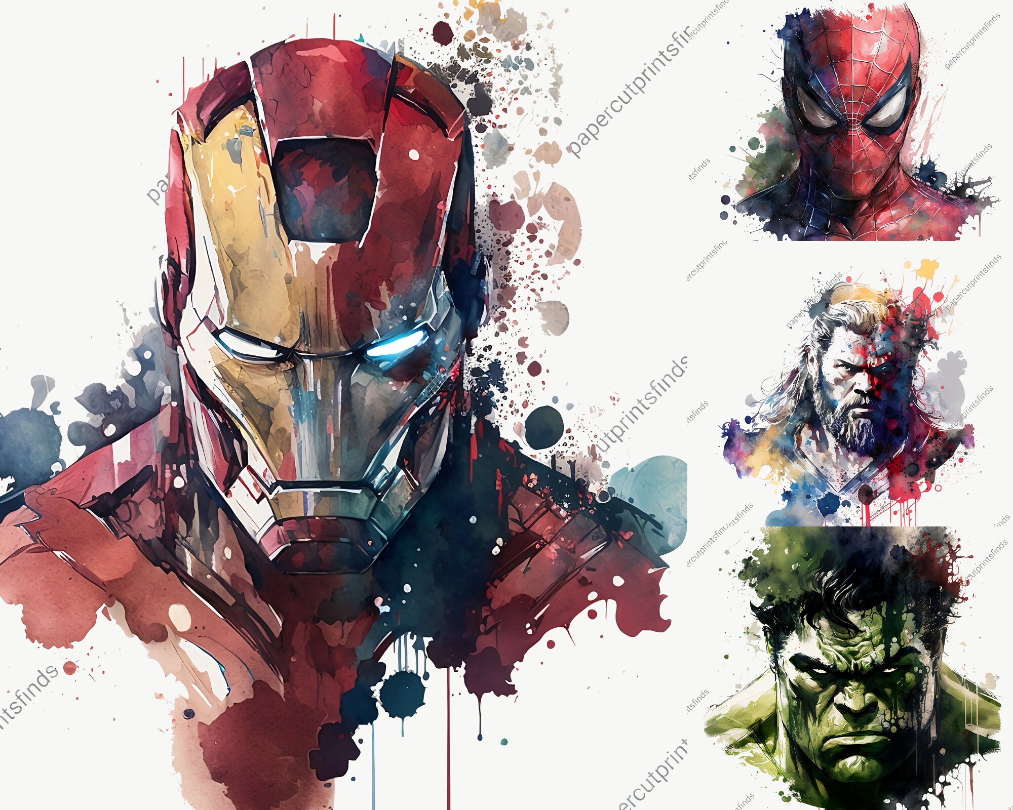 Marvel Superheroes Watercolor Art Print Bundle spiderman - Etsy
