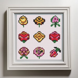 Flower cross stitch, pattern, colorful, colors