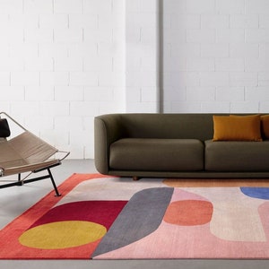 Flamingo Modern Abstract Woolen Minimalist Subtle Colorful Area Rug for ...