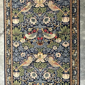 Hand tufted strawberry thief floral Rug with border line for Home Decorative, Living Room , Guest Room..........