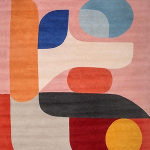 Flamingo Modern Abstract Woolen Minimalist Subtle Colorful Area Rug for ...
