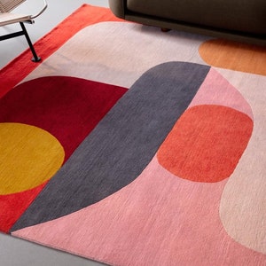 Flamingo Modern Abstract Woolen Minimalist Subtle Colorful Area Rug for ...