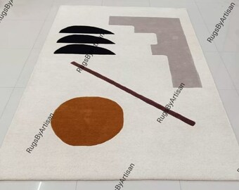 Flamingo Modern Abstract Woolen Minimalist Subtle Colorful Area Rug for ...