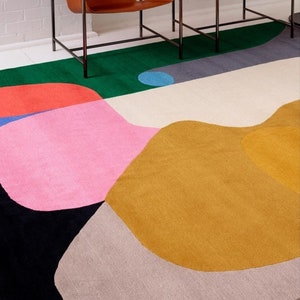 Flamingo Modern Abstract Woolen Minimalist Subtle Colorful Area Rug for ...