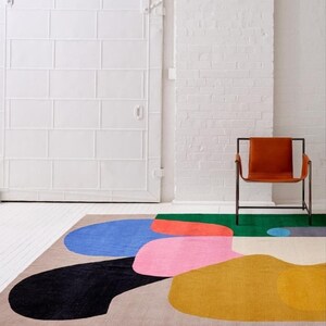 Flamingo Modern Abstract Woolen Minimalist Subtle Colorful Area Rug for ...
