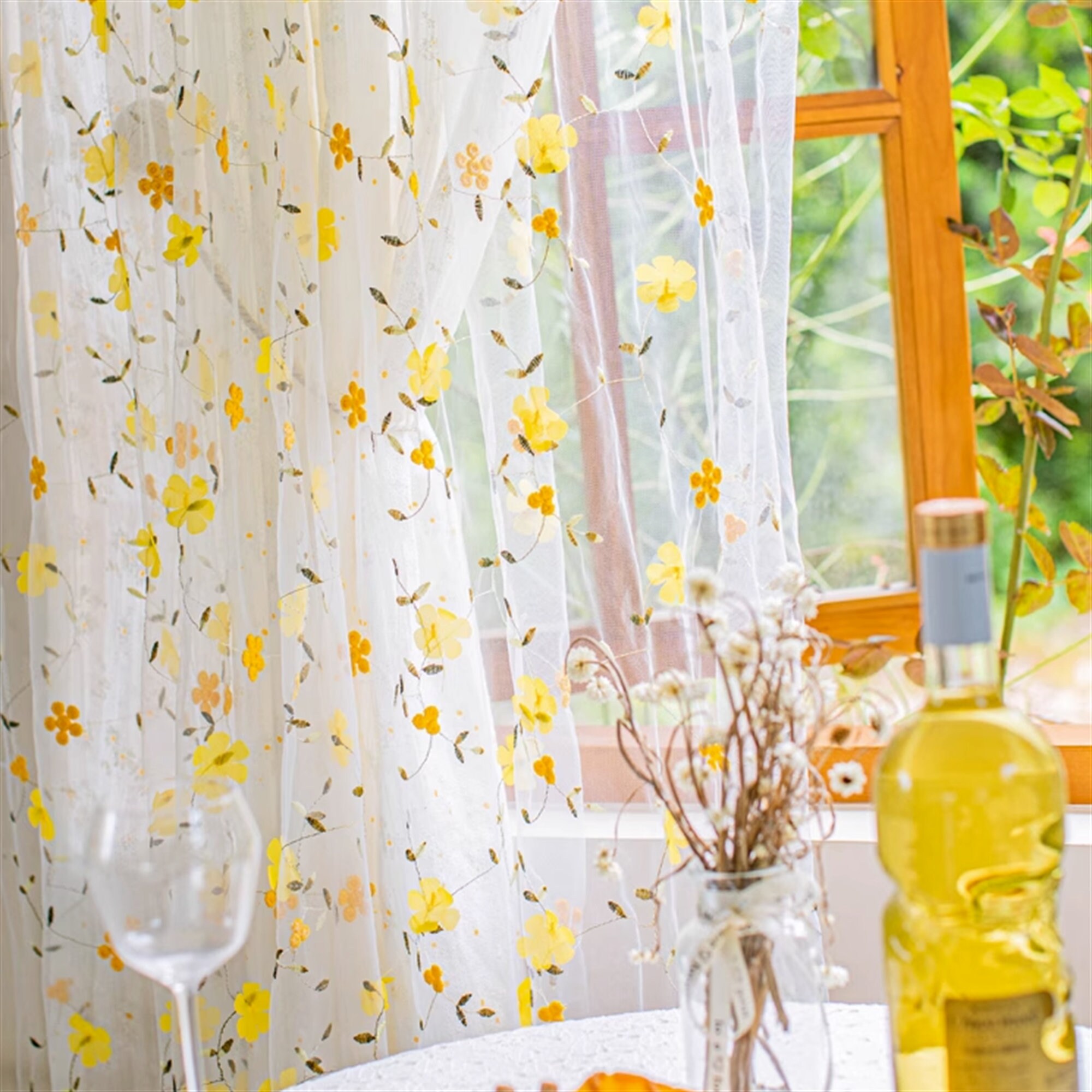 Embroidered 3D Yellow Flowers Curtain 2 Layers 1 Panel Daisy Etsy UK