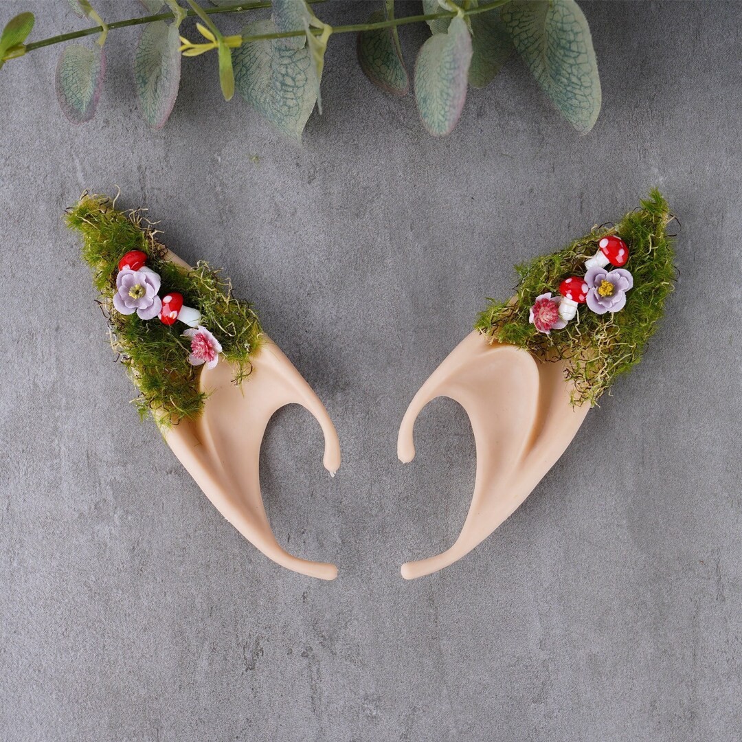 Wood Mushroom Elf Long Ears Cuff for Masquerade Fairy Earrings Elvish