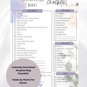 The Best Hospital Bag/Birthing Bag Printable Instant Downloadable Check List