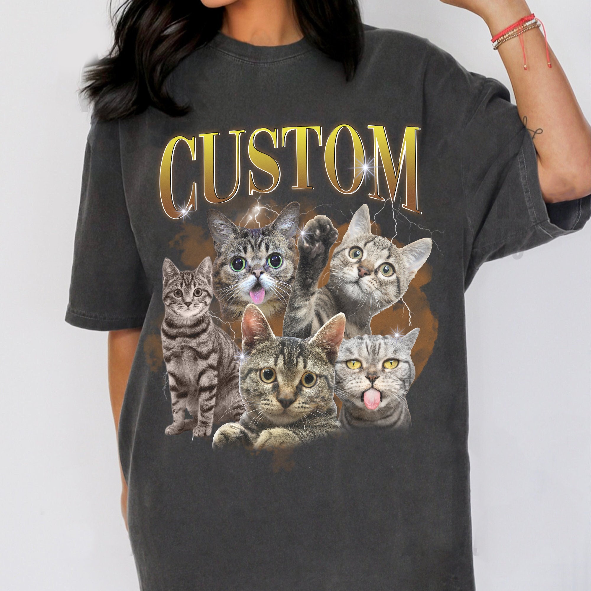 Camiseta Personalizada Fotos de Gato y Perro, Camiseta Personalizada de Mascota, Diseño Personalizable