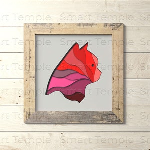Tête de chat 3D Svg, chat coloré en couches, Svg de chat en couches, chat Shadow Box Svg, Shadow Box Svg Cricut, 3D Svg Shadow Box, fichiers de coupe de papier 3D