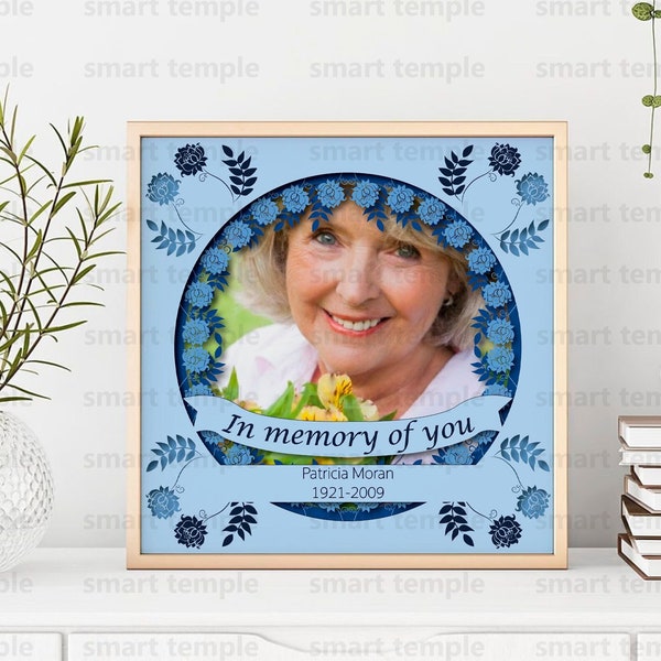 Memorial Grandma Shadow Box SVG, Customizable Memorial Shadow Box Svg Files for Cricut, 3D Memorial Shadow Box Svg, In Memory Light Box SVG