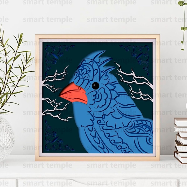 Cardinal shadow box svg, Bird shadow box svg, Memorial Cardinal Svg, Cardinal on the branch svg, Shadow box svg cricut files, Laser cut file