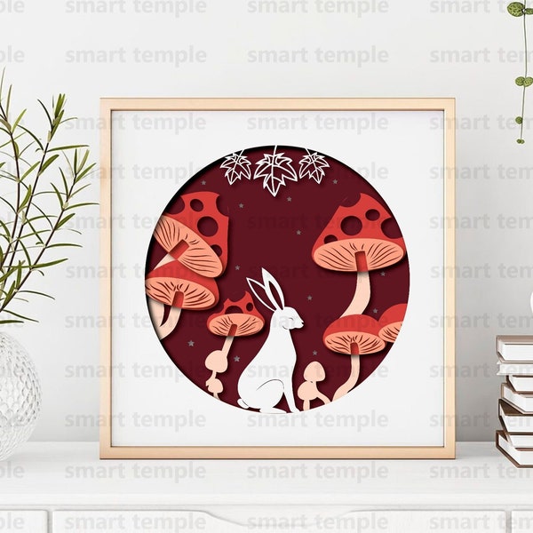 Forrest shadow box svg, fall shadow box svg, autumn shadow box, mushroom shadow box svg, shadow box svg cricut, paper cut light box template