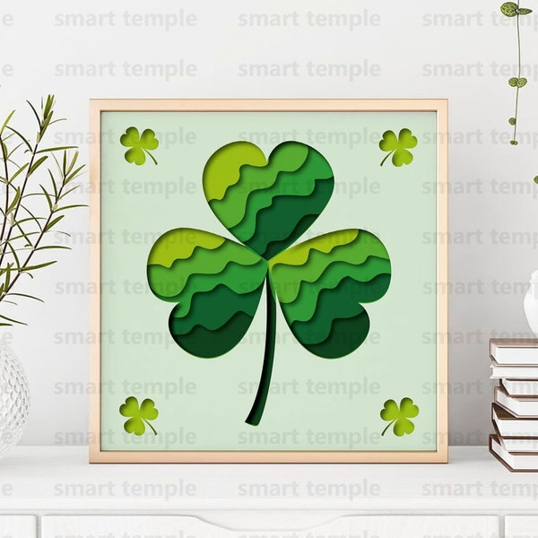 Clover Shadow Box Svg, Shamrock Shadow Box Svg, 3D Lucky Shamrock Svg, Irish Clover Svg, Irish Shadow box svg, Clover Stencil Clover Shadow Box Svg, Shamrock Shadow Box Svg, 3D Lucky Shamrock Svg, Irish Clover Svg, Irish Shadow box svg, Clover Stencil