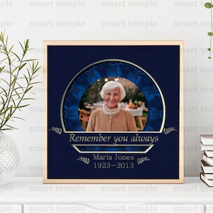 Fichiers Svg personnalisables Memorial Shadow Box pour Cricut, Memorial grand-mère Shadow Box SVG, 3D Memorial Shadow Box SVG, dans la mémoire de la boîte lumineuse SVG