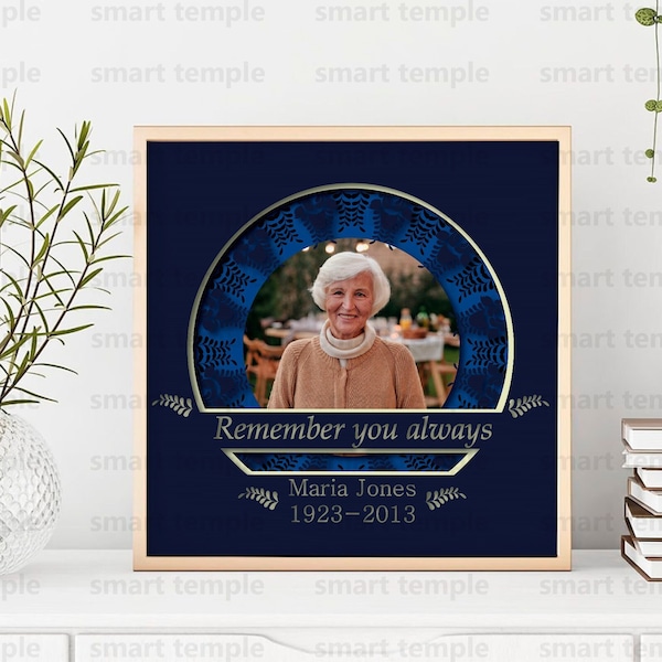 Customizable Memorial Shadow Box Svg Files for Cricut, Memorial Grandma Shadow Box SVG, 3D Memorial Shadow Box Svg, In Memory Light Box SVG