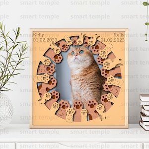 Cadre pour animal de compagnie Memorial Shadow Box SVG, cadre pour animal de compagnie personnalisé, animal de compagnie patte Shadow Box SVG, animal Memorial Shadow Box SVG, cadeau commémoratif pour animal de compagnie