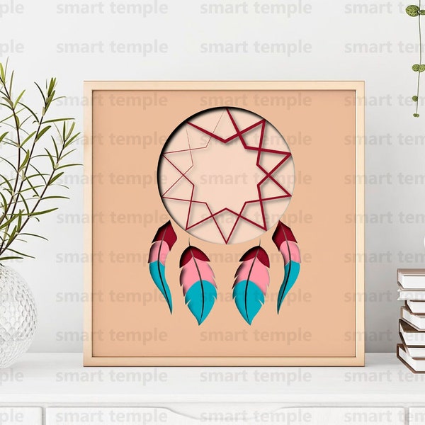 3D Layered Dream Catcher SVG, Dream Catchers Shadow Box SVG, Shadow Box Svg Cricut, Laser Cut Files, Glowforge SVG Files, Paper Light Svg