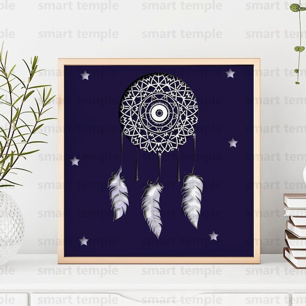 Dream Catcher Shadow box SVG, Layered Dream Catcher SVG, Dream Catcher Multilayer, Dream Catcher Light Box, Dream Catcher Cricut Files SVG