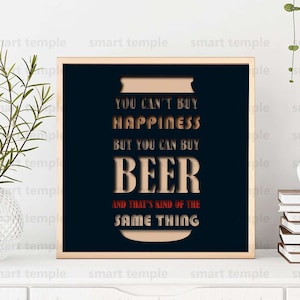 Caixa de sombra de lata de cerveja Svg, Citação de cerveja Svg, Multicamadas de cerveja, Svg de cerveja 3D, Arquivos Cricut de cerveja, Vetor de cerveja, Cartaz de cerveja personalizado, Decalque de parede de cerveja