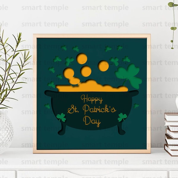 Happy St Patricks Day Shadow Box Svg, St Patricks Day Paper Cut, St Patricks Day Layered, St Patricks Day Laser Cut, St Patricks Day Decal