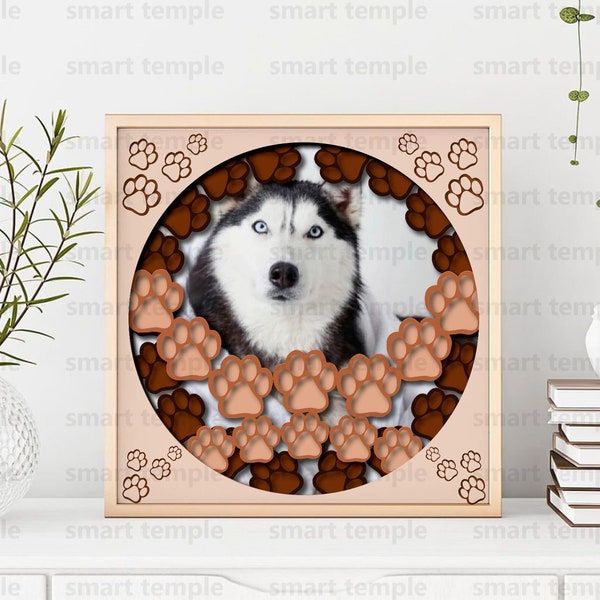 Dog Shadow Box Memorial, Pet Shadow Box Memorial SVG, Dog Shadow Box SVG, Dog Layered SVG, Dog Paper Cut Svg, Cricut Files Svg